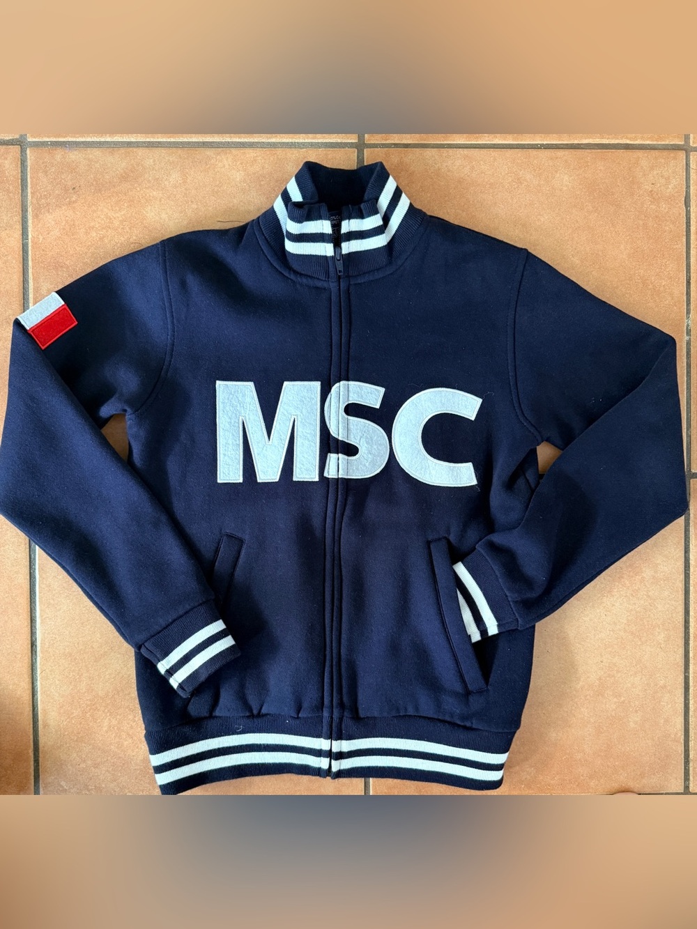 MSC Cruises Varsity Jacket XS Navy Blue Fleece Full Zip Embroidered Souvenir